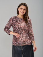 Лонгслив ЛНв-306/джинсбежевый-леопард