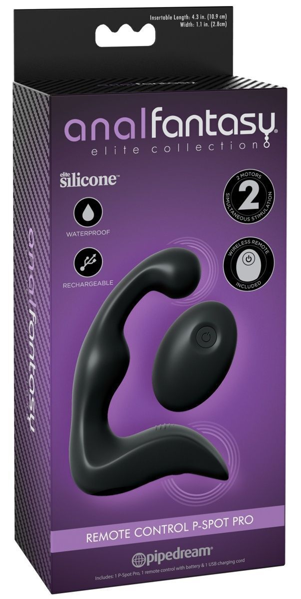 Черный вибромассажер простаты с пультом ДУ Control P-Spot Pro (Цвет: черный)