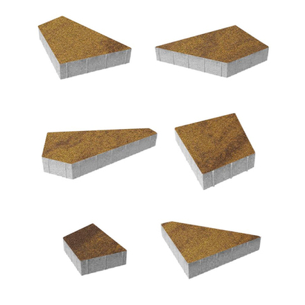 Тротуарная плитка ОРИГАМИ - Листопад гранит Янтарь, комплект из 6 видов плит