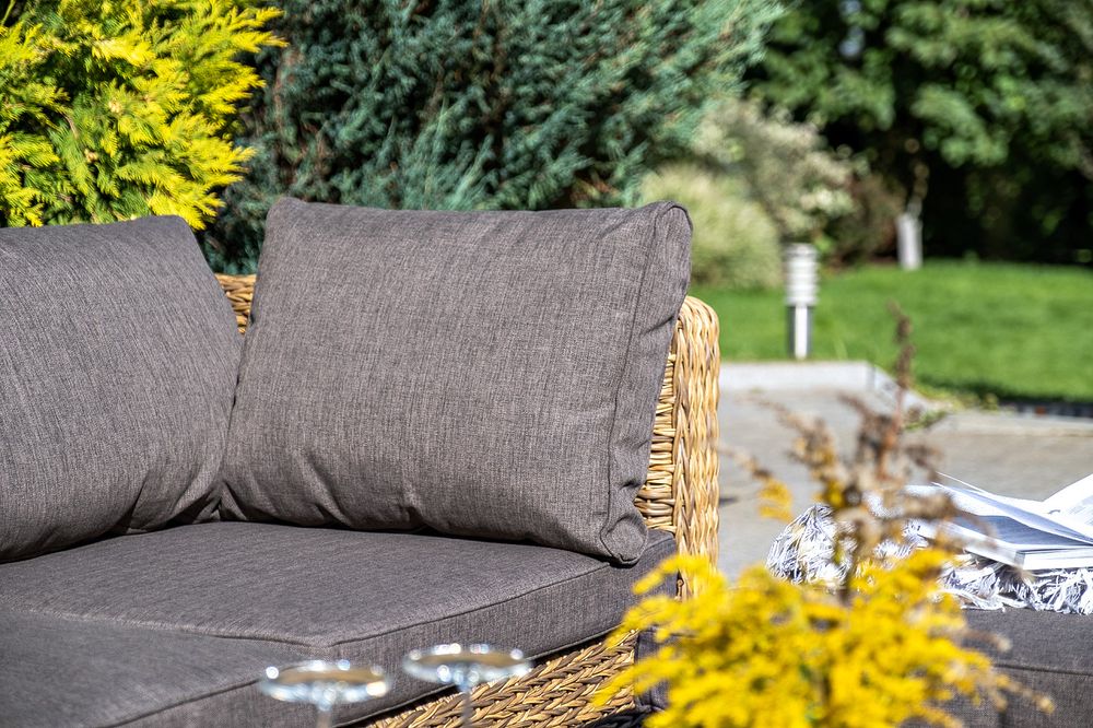 "Лунго" модуль диванный угловой с подушками, цвет соломенный (гиацинт)