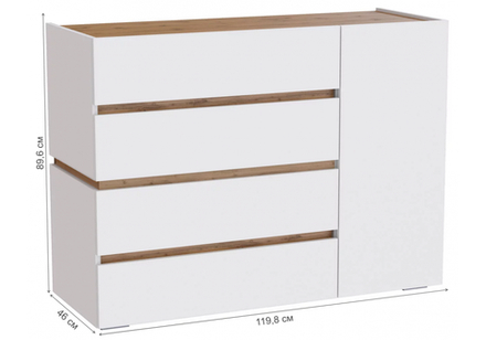 Комод Woodville Атлон белый, дуб вотан