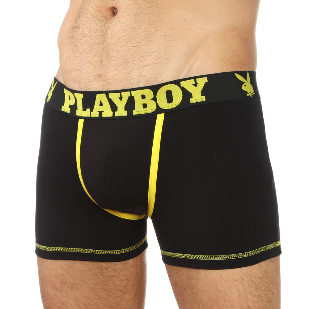 Мужские трусы боксеры PLAYBOY Black Yellow Boxers 22821