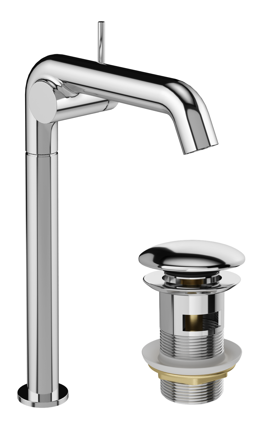 Смеситель для раковины STWORKI Лунд S25025CR + донный клапан SD-001CR хром