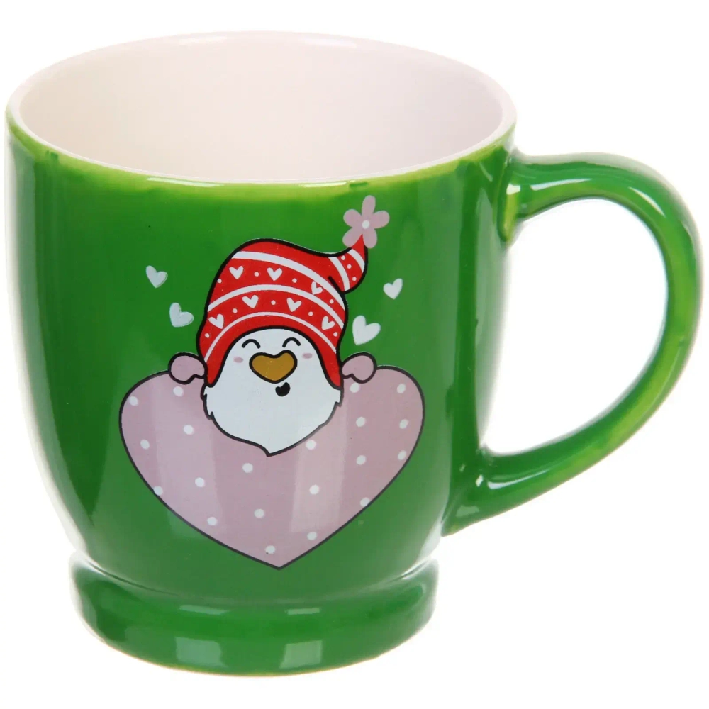 Кружка керамическая 210мл «Влюбленный гномик», зеленая