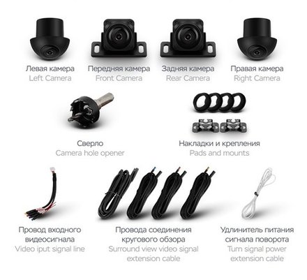 Комплект 4х камер 1080p кругового обзора для магнитол Teyes 360