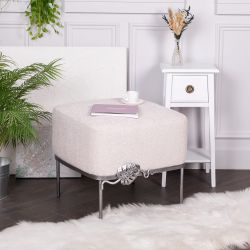 Банкетка Monstera Deliciosa (Монстера) Квадро Айвори Античное серебро