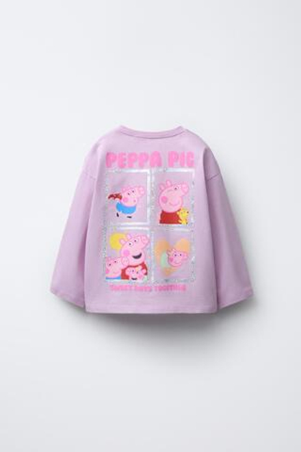 ZARA ФУТБОЛКА С ПРИНТОМ PEPPA PIG™, ЦВЕТ МАЛЬВЫ