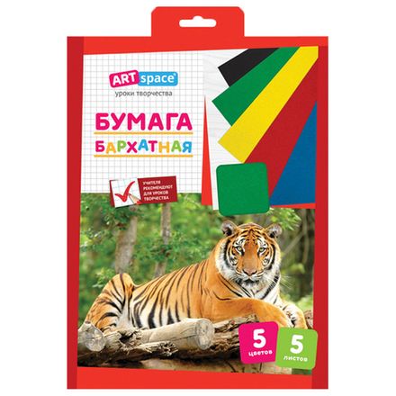 Бархатная бумага А4, 5л. 5цв., Спейс, в папке