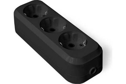 Колодка "UNIVersal" 3 гн. с/з AБС-пластик (еврослот) черный