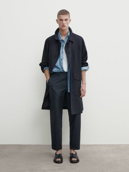 Massimo Dutti Джоггеры из поплина, темно-синий