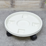 Подставка для цветов на колесах 32см белая