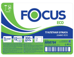Туалетная бумага Focus 1-слойная, 200 метров, белая, в упаковке 12 штук