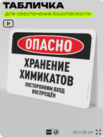 Табличка для обеспечения безопасности "Опасно, хранение химикатов", для офиса, по охране труда для предприятия, организаций, 40х30 см, Silver Plane x Айдентика Технолоджи