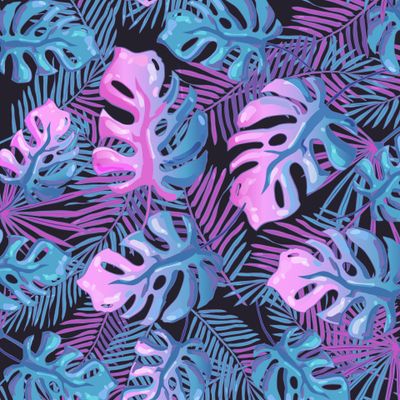 Exotic fluorescent  palm leaves