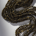 Золотой обсидиан, бусины в форме шара, 3,3мм, микроогранка