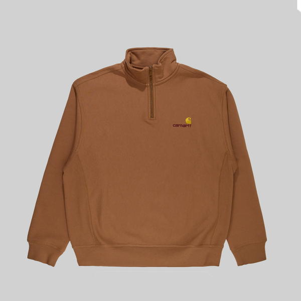 Толстовка мужская Carhartt WIP American Script Half Zip артикул:I027014_hamilton_brown - купить в магазине Дайс