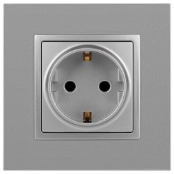 14-2102-03 ЭРА Розетка 2P+E Schuko со шторками, 16A-250В, IP20, Эра Elegance, алюминий | Elegance Алюминий