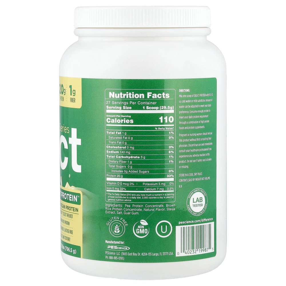 PEScience, Vegan Series, Select Plant Protein™, ванильный вкус, 796,5 г (1,75 фунта)