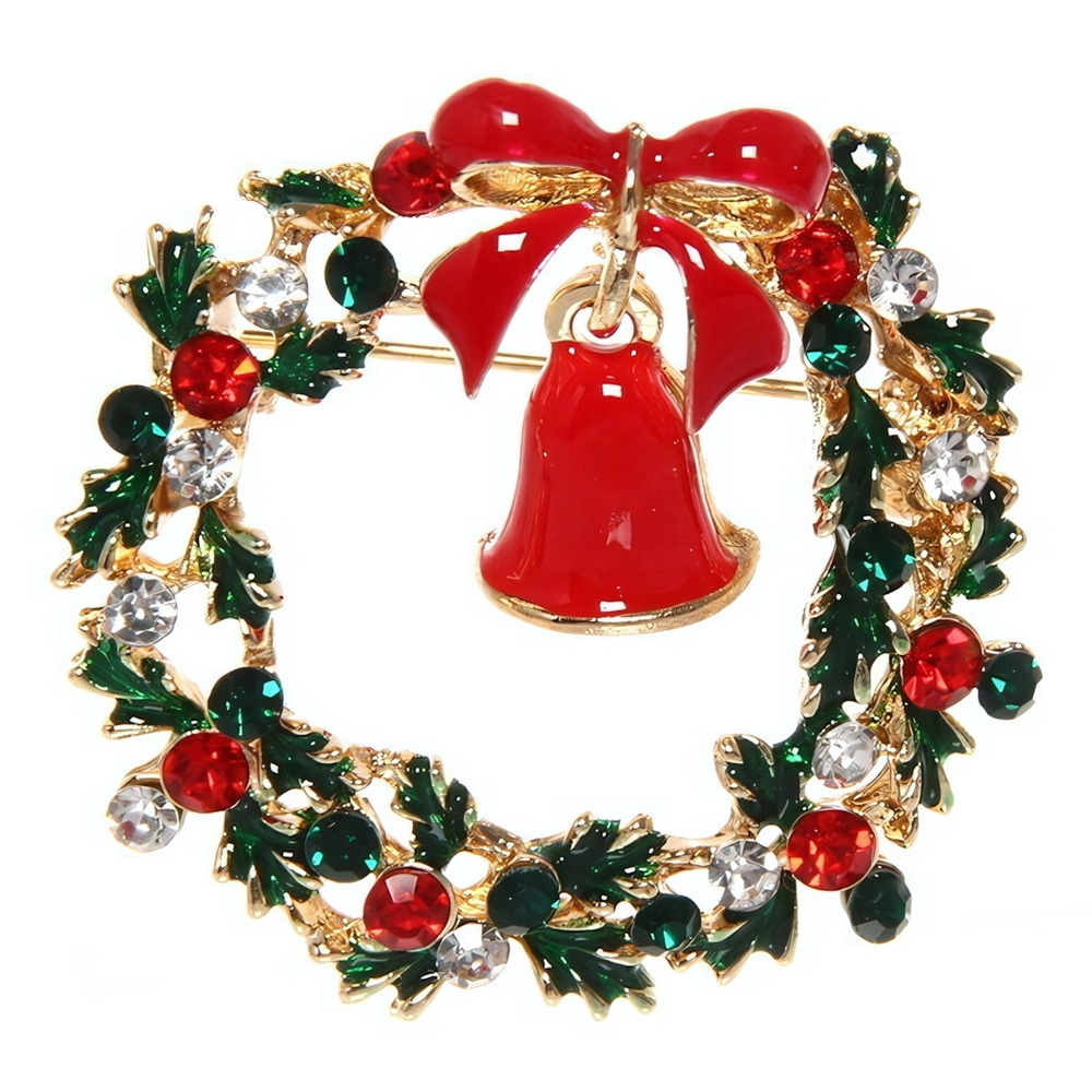 Брошь «Рождественское чудо - Новогодний венок», d-3см