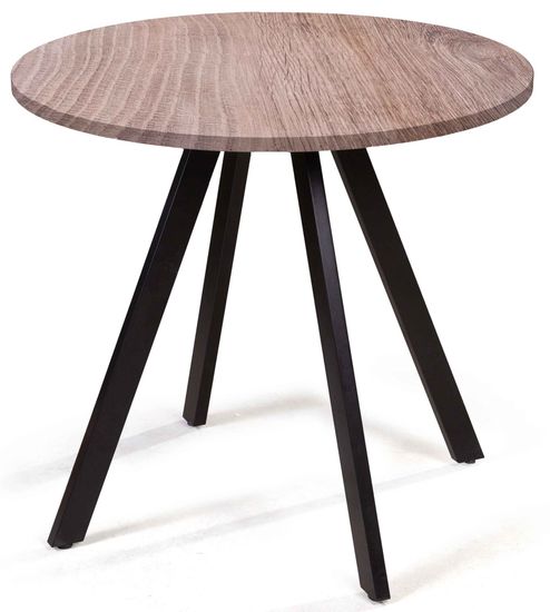 МОДЕРН 4 (аналог МОРГАН) стол круглый 900, Дуб Эндгрейн, опоры профиль, черный муар