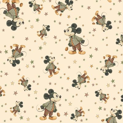 Микки Маусы и звездочки на бежевом
