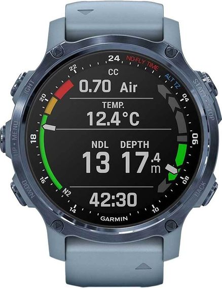 Умные часы - дайвинг компьютер Garmin Descent MK2s голубой корпус c силиконовым ремешком цвета морской пены