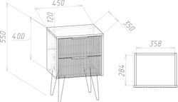 Прикроватная тумба DIWO Краснодар 45x55x35 см, 2 ящика белая, ручка золото