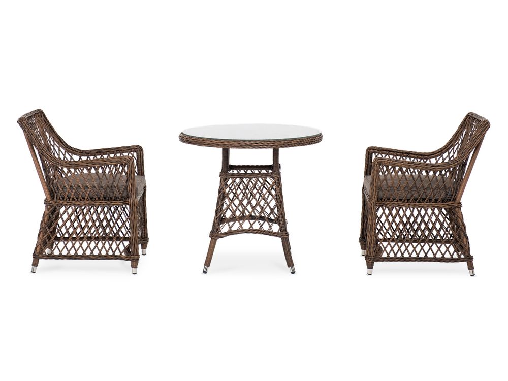 "Эспрессо-80 L" обеденная группа плетеная, цвет коричневый