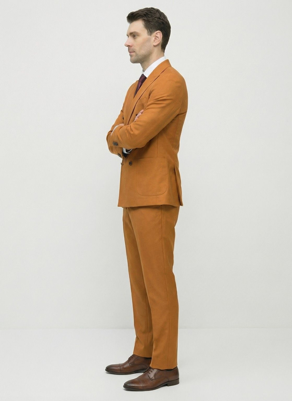 Мужской костюм двубортный (оранжевый) А73