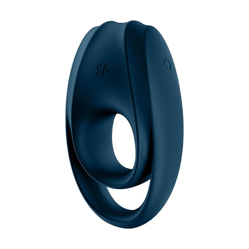 Темно-синее эрекционное кольцо 2,5см с вибрацией Satisfyer Incredible Duo