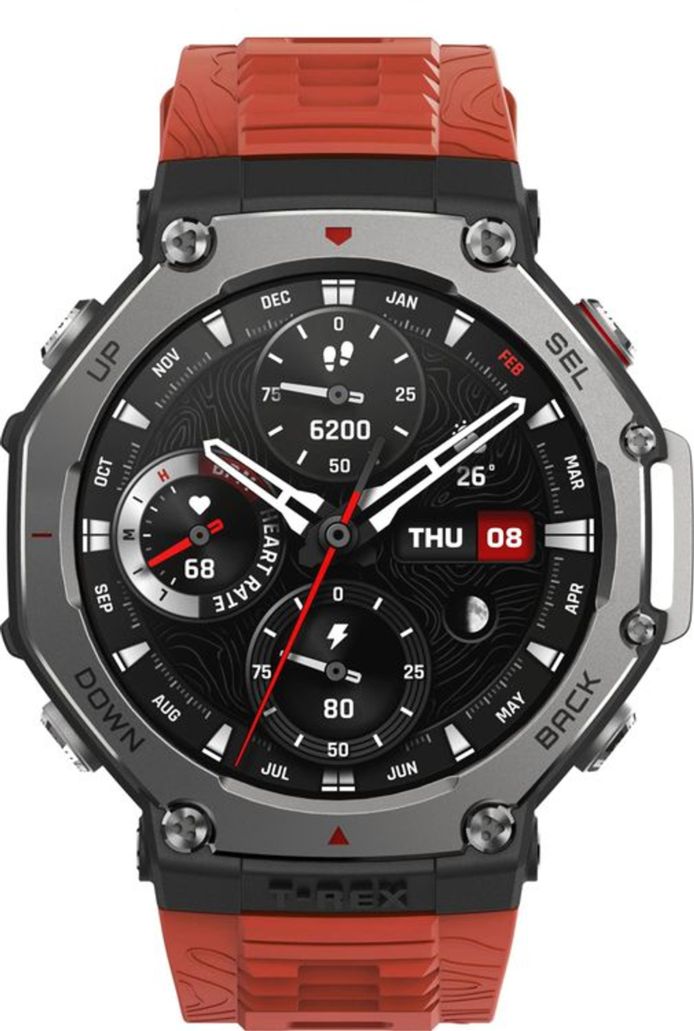 Смарт-часы AMAZFIT T-Rex 3 A2323,  48.5мм,  1.5",  красный/темно-серый