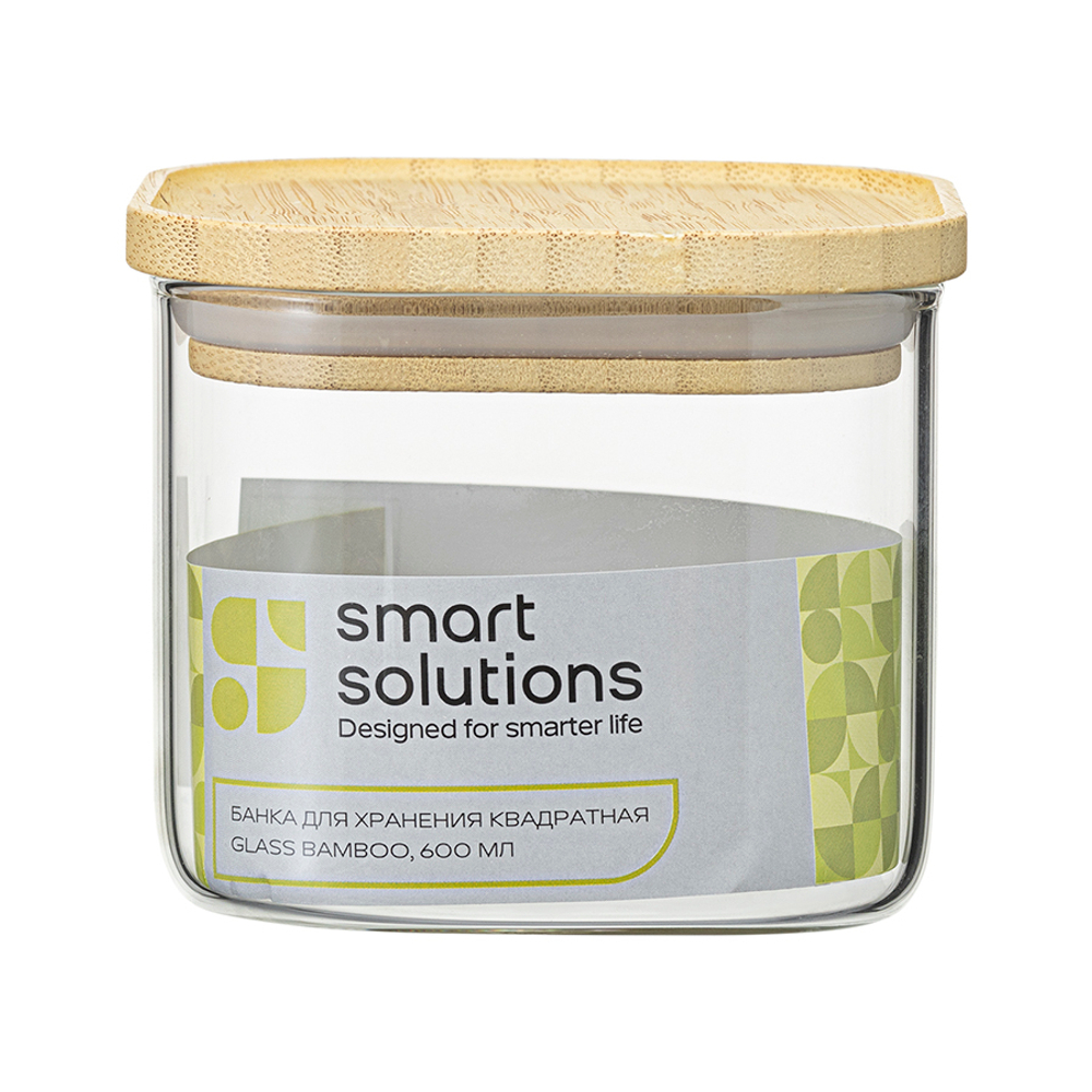 Банка для хранения квадратная glass bamboo, 600 мл