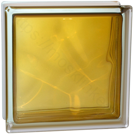 Стеклоблок Vitrablok Волна Коричневый 19x19x8 - окрашенный внутри