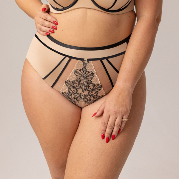 Трусы Kris Line Oriental слипы Hight Waist (бежевый/черный)