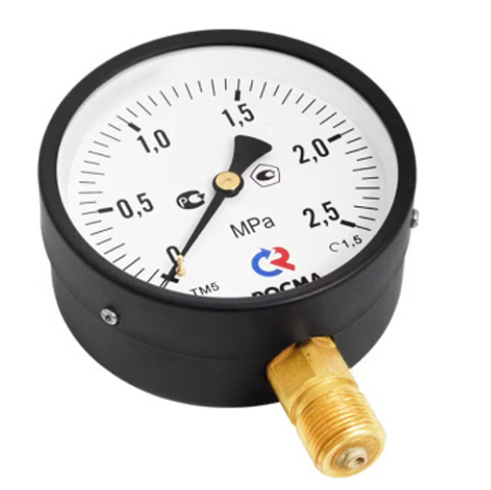 Манометр общетехнический РОСМА ТМ-510р, 100мм, 0-2,5 МПа, М20х1.5, кл.т. 1,5