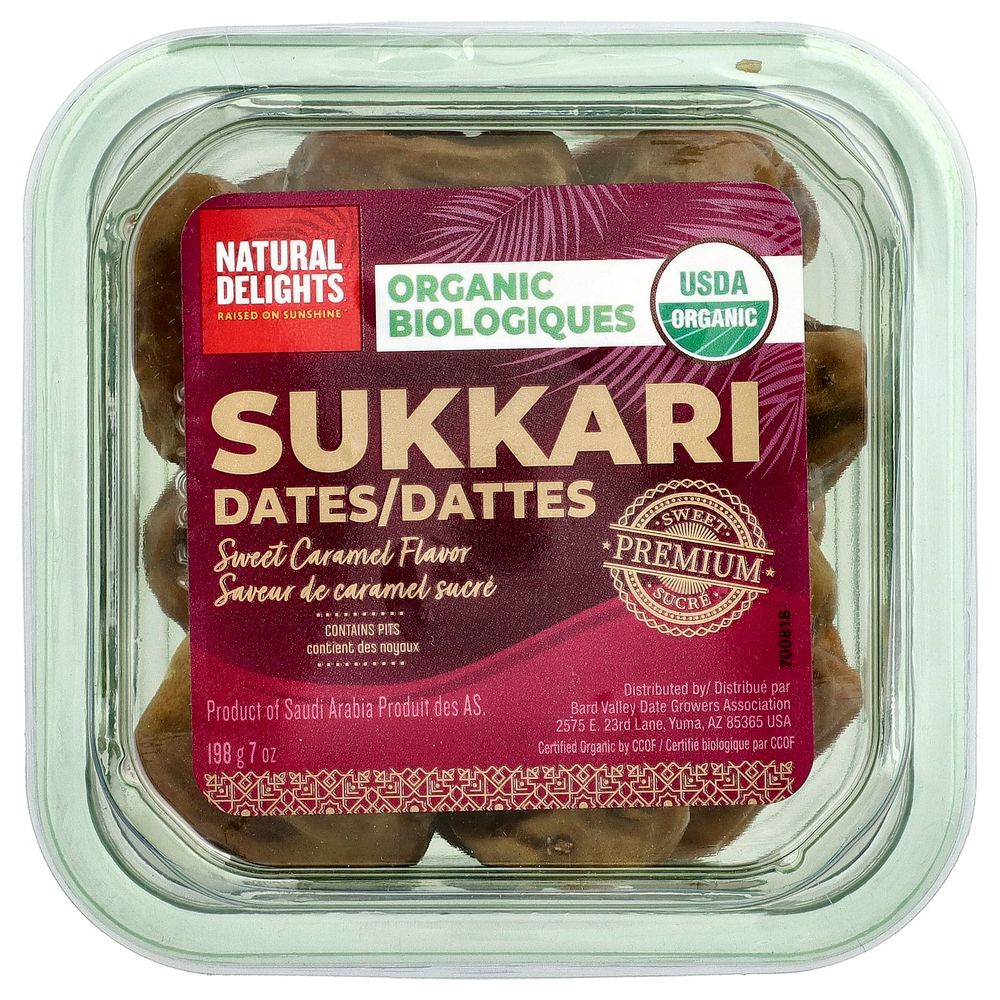 Natural Delights, органические финики суккари, 198 г (7 унций)