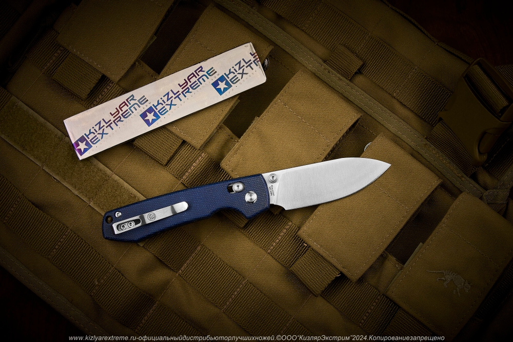 Нож Vosteed Raccoon CB сталь 14C28N Satin Cleaver рукоять Blue Micarta