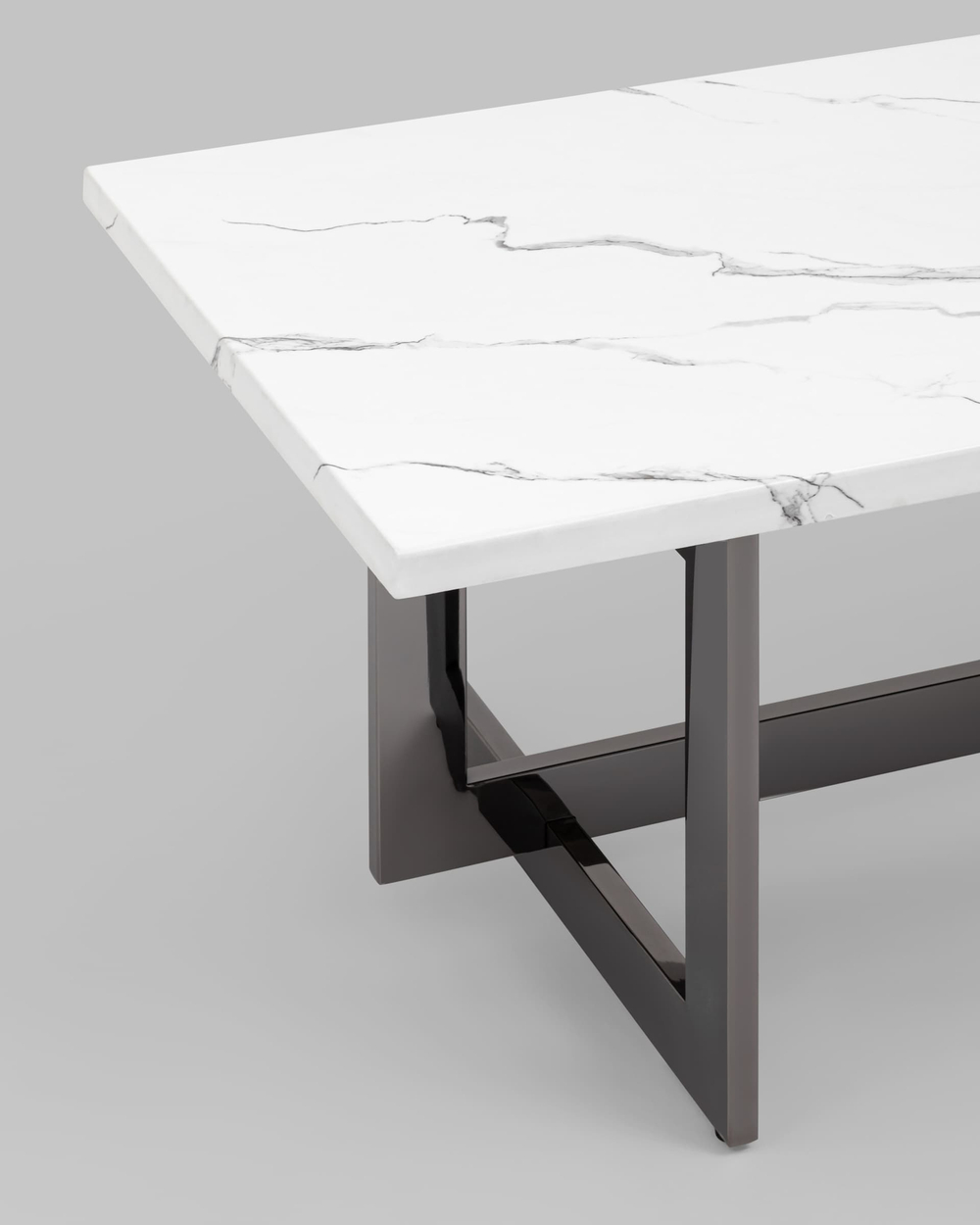 Журнальный столик Нэйтан 122*61 белый мрамор сталь темный хром