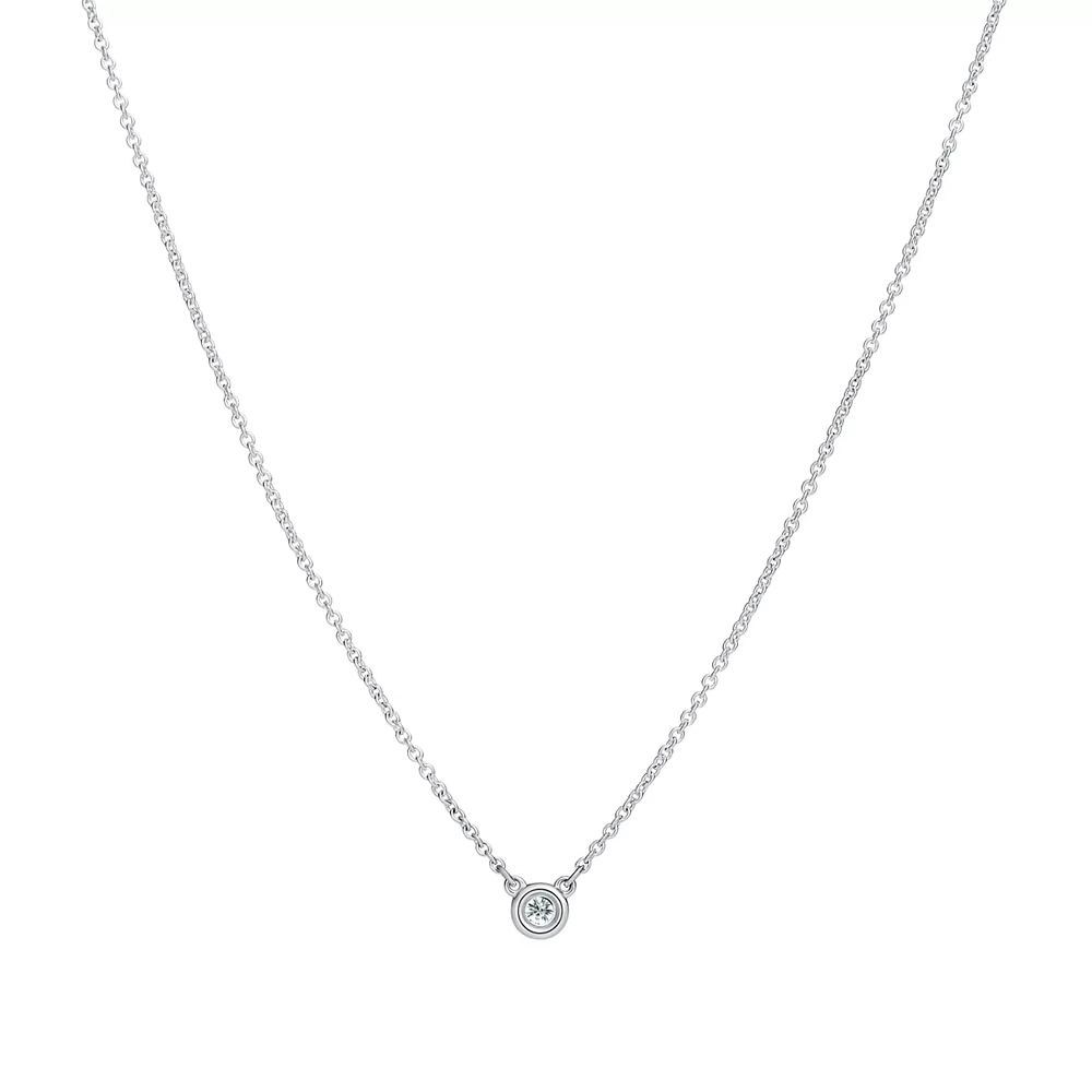 Подвеска из серебра с бриллиантом, Tiffany💠 0.07 карат, В наличии