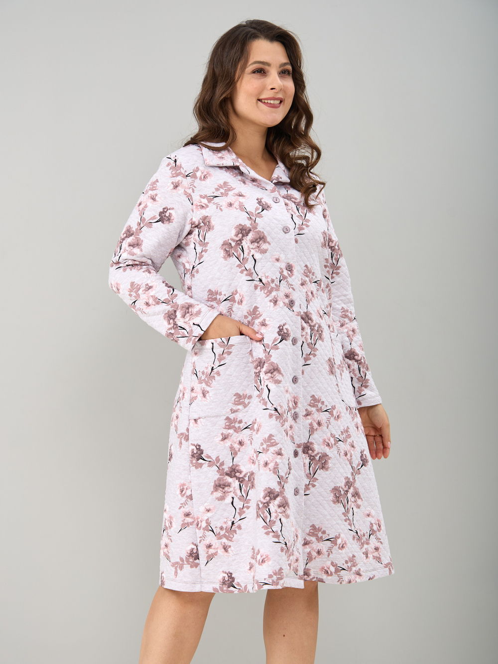 Халат Х-252/бежмеланж-кофецветы