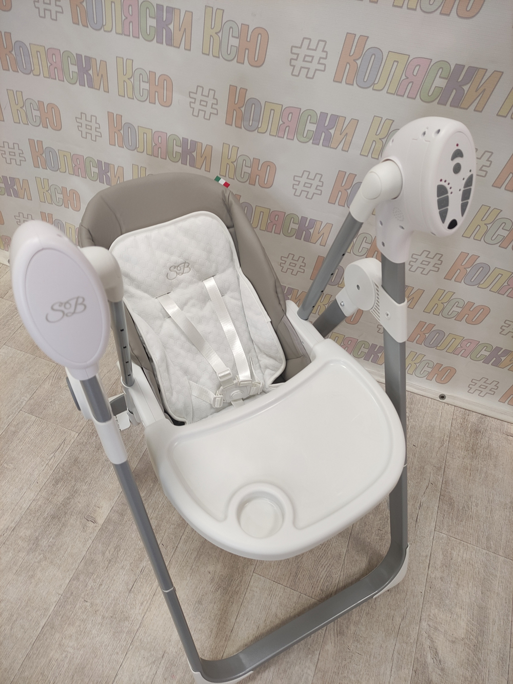 Стульчик для кормления - Электрокачели Sweet Baby Fiesta White/Grey