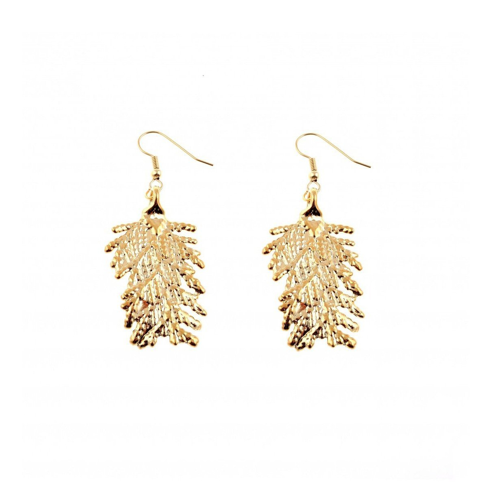 Серьги листья Ester Bijoux Тис LF28C-G BR