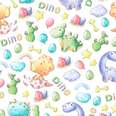 Акварельный принт с динозаврами.