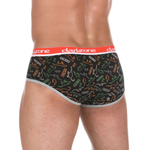 Черные хлопковые трусы-брифы с принтом в виде динозавров (Размер: S) (Цвет: черный)