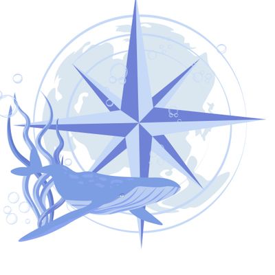 кит и роза ветров компас морской