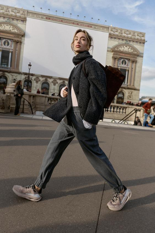 ZARA БРЮКИ С МАНЖЕТАМИ, МЯГКИЙ СЕРЫЙ