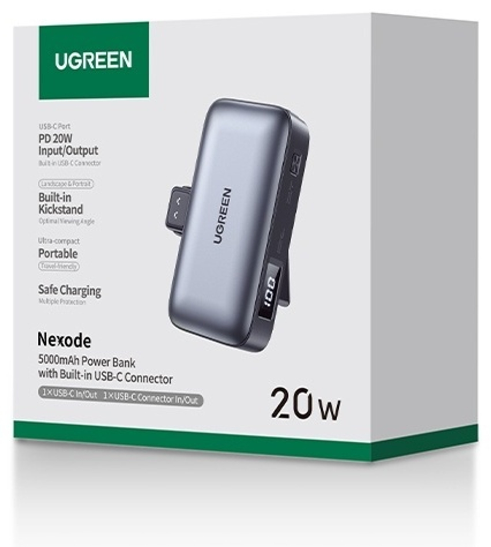 Внешний аккумулятор Ugreen PB503 (35338) 5000 мАч 20 Вт серый