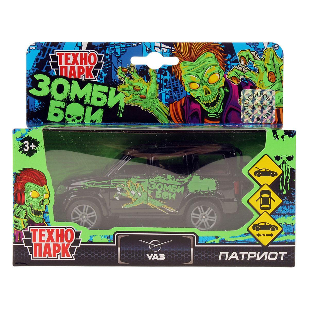 Модель ин. мет. "УАЗ Патриот. Зомби" 12 см, двер, багаж, коробка SB-17-81-UP-ZOM(WB) (Технопарк)