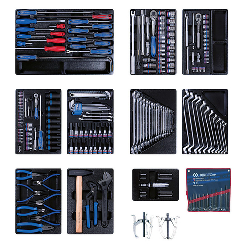 KING TONY (946-100MRD-MT) Набор инструментов для тележки, 10 ложементов, 204 предмета