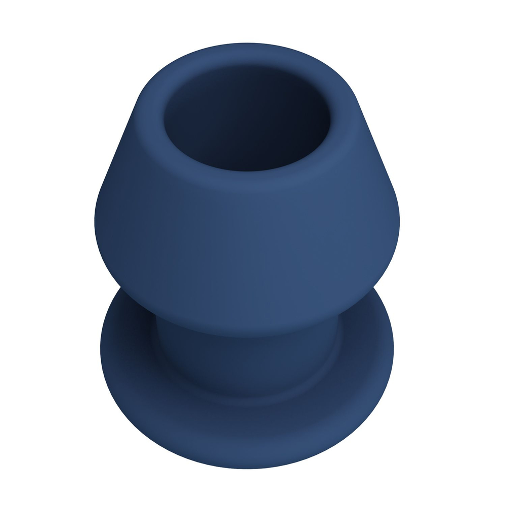 Синяя анальная пробка с открытым каналом - 8,7 см.